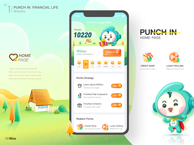 Punch in - NiiWooo app design icon illustration ui ux