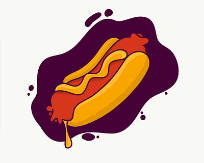 Hot dog design draw face hotdog illustration sausage