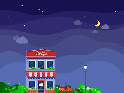 Peaceful Night! cat delivery app food foody illustration motocycle night nightlife nightmare restaurant street streetlight vietnam