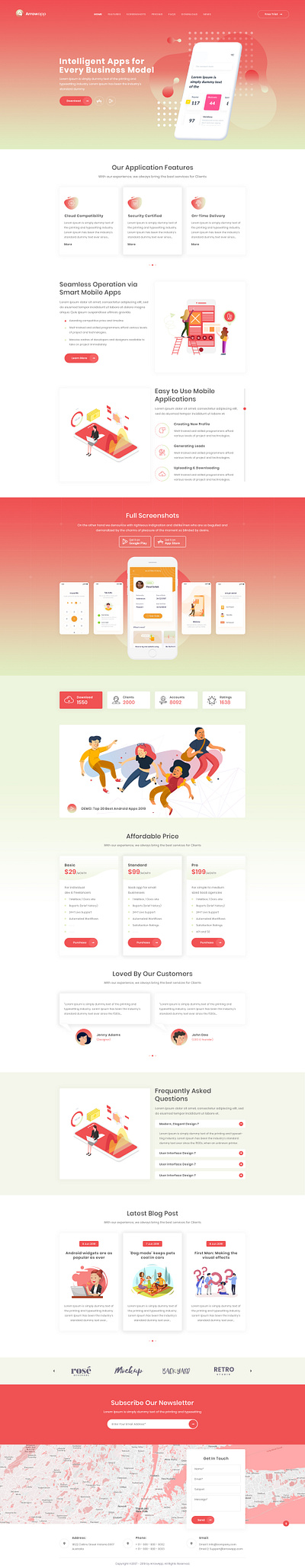 App Landing page design landingpage photoshop tech business ui ux wordpress wordpress theme