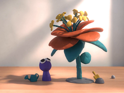 Clay Town - Flower growth 3d 3d animation animation character character design clay claymation flower gardening growth motion template