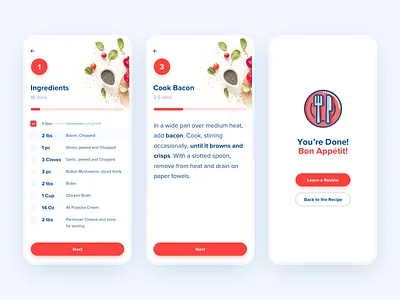 Step-by-Step Mode - Recipe App app daily ui material design recipe ui user interface