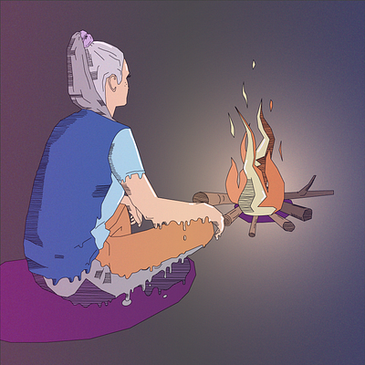 Fire chill chill design fire girl hot illustration magic mountain relax vector wood