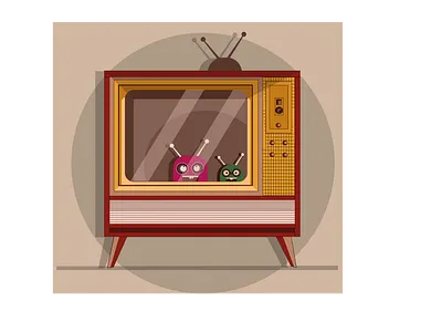 vintage tv art branding design flat flat art illustration logo minimal television ui vector vintage