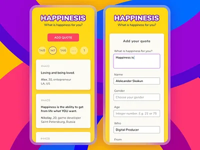 Happinesis. happinesis mobile ui ux webdesign