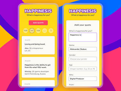 Happinesis. happinesis mobile ui ux webdesign