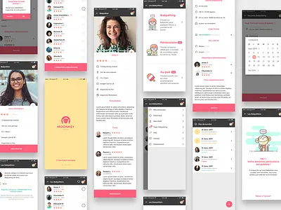 moonkey babysitting ux final views app design design system icon identity illustration list mobile product design profile trust ui ux