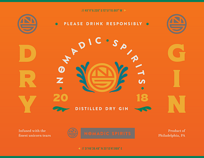 Nomadic Spirits Identity System alcohol alcohol branding blue branding color palette design flat food food and drink gin identity identity branding identity design logo minimal orange philadelphia travel typography vector