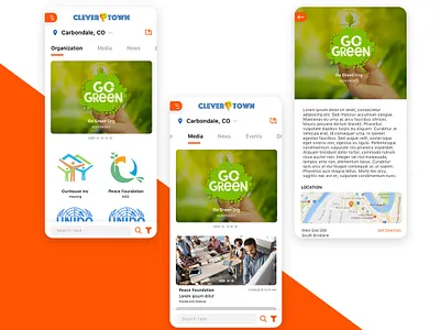 Town-wide social Feed App app application clean design interface mobile mobile app ui user user interface