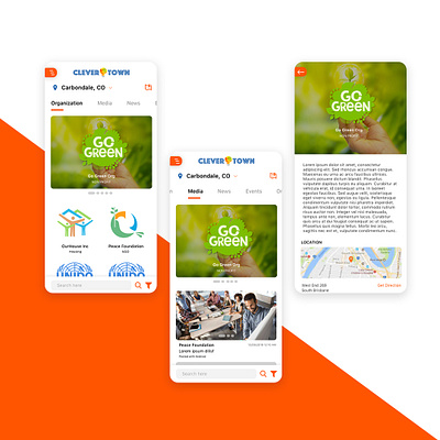 Town-wide social Feed App app application clean design interface mobile mobile app ui user user interface