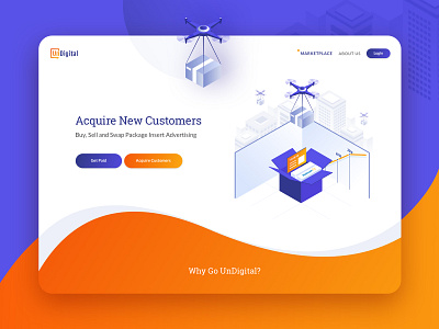 UnDigital - Buy, Sell and Swap Package Insert Advertising advertising beautiful creative design homepage illustration inovative inspiration landing page package shipping ux ui website