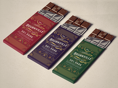 Bournville Rebrand - Weekly Warmup art deco brand branding candy chocolate colours illustrator logo mockup packaging photoshop rebrand typogaphy vector vintage