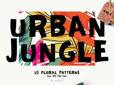Seamless Patterns Urban Jungle Vol 1 floral patterns illustration seamless patterns surface pattern design textile design