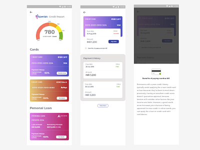 Credit Report Screen with Liabilities adobe xd banking dashboard gradient typogaphy user experience user interface design wireframing