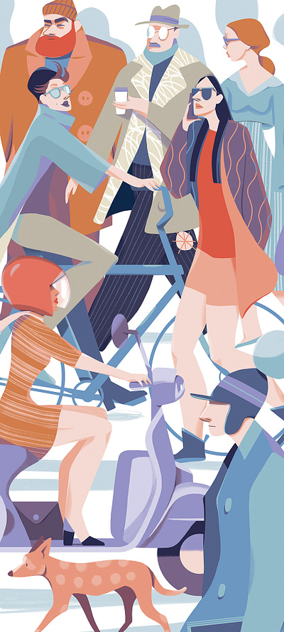 Busy People character character design city coffee illustration pattern people urban woman