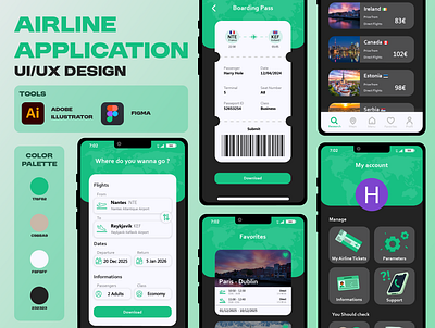 Airline Application Concept✈️ figma illustrator ui