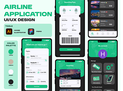 Airline Application Concept✈️ figma illustrator ui