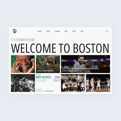 Home Page - Celtics animation motion graphics ui