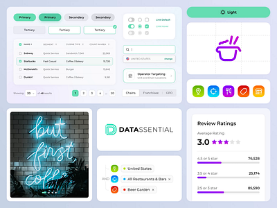 Datassential - UI Components - Branding animate branding clean dark dark mode design design system food food data light light mode modern product product design prototype restaurant ui ui components vibrant