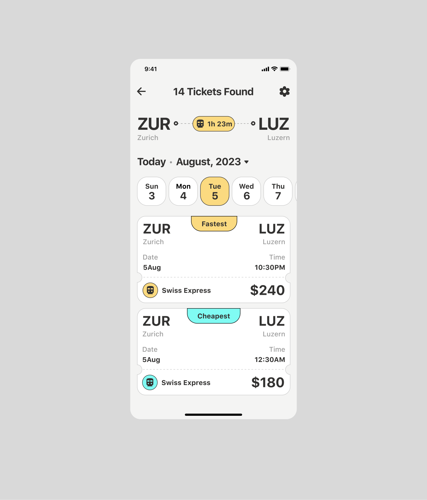 Concept swiss swizz tickets train typography