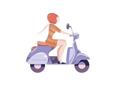 Vespa character chick city girl illustration scooter urban vespa woman