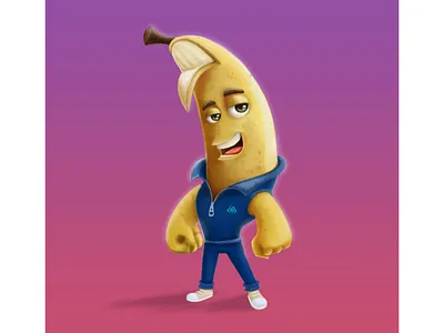 "Ban" the banana boy animation banana character branding character design design digital painting illustration minimal photoshop illustration vector