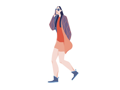 Serious face character characterdesign city girl illustration people phone urban walking woman
