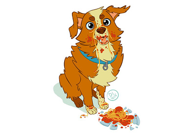 Oops animal character character design digital painting dog dog illustration illustration painting pasta pet spaghetti