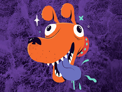 Delirious Dog animal cartoon character cartoon dog character design dog dog cartoon dog character dog head dog illustration drool illustration jagthund rabies