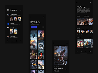 Gameshelf App - Concepts app clean dark design game gaming ios library minimal ui ux web