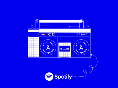 Spotify adchitects adobe illustrator beats boombox flat illustration music old school spotify vector