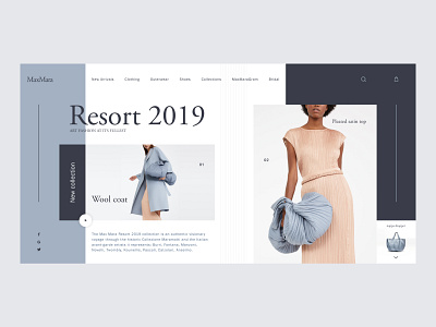 Max Mara — Resort 2019 Collection blue clean clean ui design ecommerce fashion gray grid layout max mara minimal models store ux wear web website woman