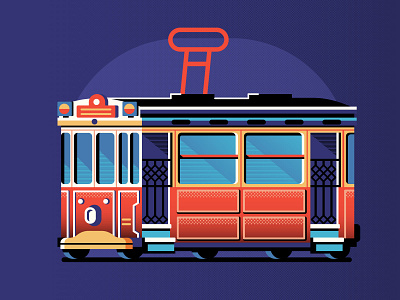 Istanbul Retro Tram city flat design illustration istanbul old red retro retro design tram tramway transport vintage