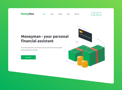 MoneyMan / Online Microloan Service credit card design green interface money typography ui ux web