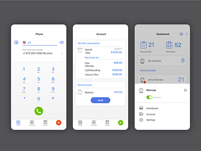 ios app for ip-telephony account ios menu mobile phone ui