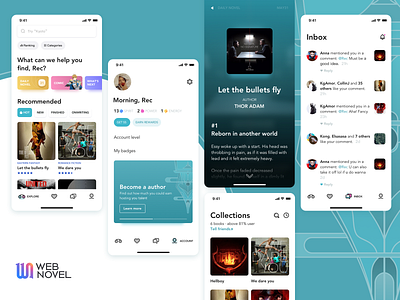 Webnovel UI demo app blue book demo design flat icon literature novel novels novels online reading reading app recrex shop type ui ux webnovel yuewen