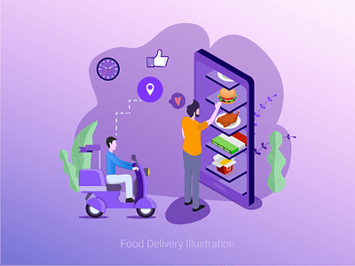 Food Delivery Illustration @application app design food illustration design mobile online order service ui