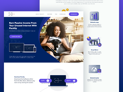 Packity Designs Iteration bandwidth earning homepage illustration internet mobile money network ui uiux vpn vps hosting webdesign website design