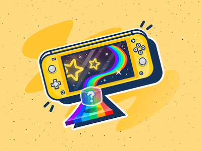 Rainbow Road gameboy illustration lite mariobros nintendo switch yellow