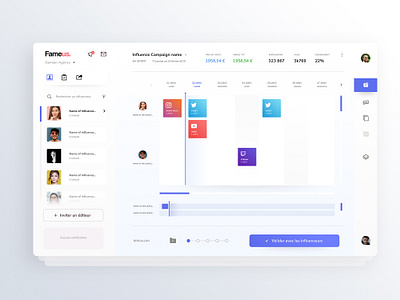 FameUs calendar native ads plateforme schedule ui design ui ux user interface webapp