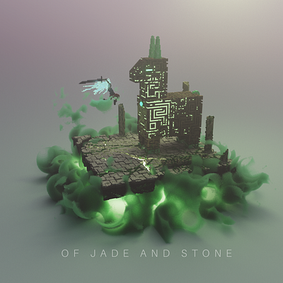 Of Jade and Stone 3d 3dart 3dartist album cover graphic design graphicdesign illustration magicavoxel voxel art voxelart