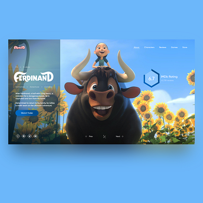 Concept for animated movie "Ferdinand" N2 adventure cartoon cinema colorful design concept ferdinand film kids movie ui uidaily uidesign uidesigner uiux webdesign