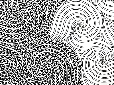 Snaky Swirls Pattern (In Progress) abstract black and white drawing illustration pattern pattern design patterns striped surface design surface pattern swirls
