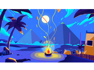 Bonfire bonfire design fire illustraion landscape night