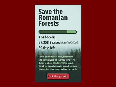 Daily UI 32 - Crowdfunding Campaign app branding crowdfunding crowdfunding campaign daily 100 challenge dailychallenge dailyui day32 design forest romania ui uid uidesign ux