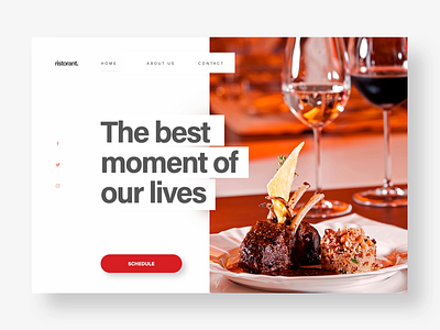 Restaurant - UI concept adobe xd app design flat landing page meal meat photo photoshop red restaurant schedule ui ux web website wine