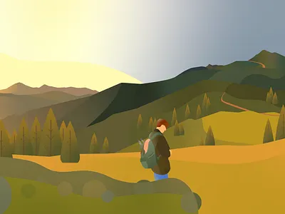 Going On A Journey - Junge Junge design flat green illustration illustrator landscape minimal mountain ui vector webdesign