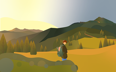 Going On A Journey - Junge Junge design flat green illustration illustrator landscape minimal mountain ui vector webdesign