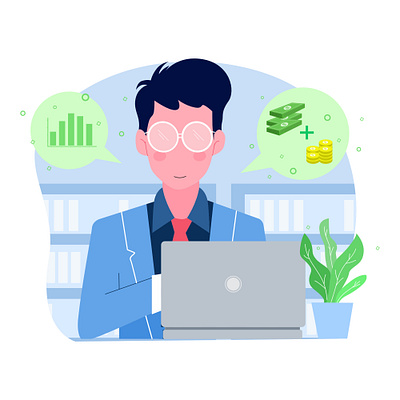 Man working in financial job adult analyst business businessman character chart concept consultation design economic finance flat flat design flat illustration business graphic growth hand illustration male man
