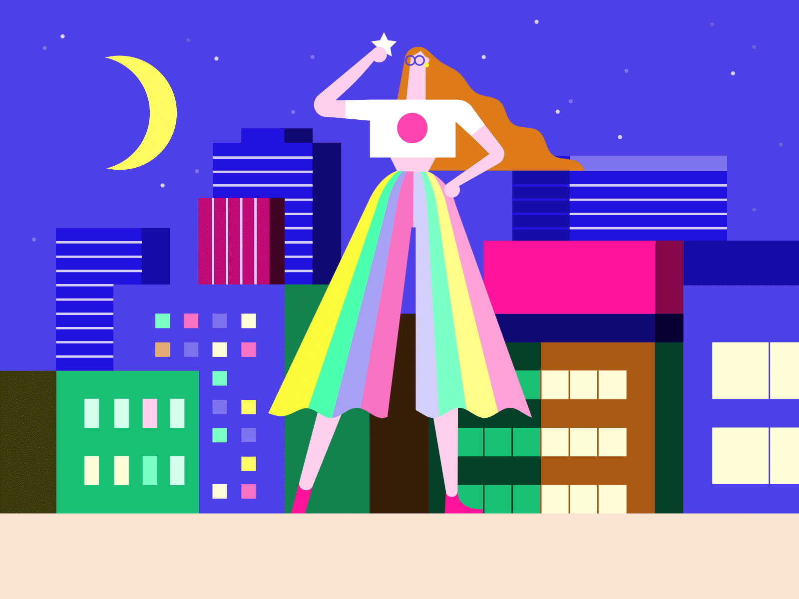 ☄🌃BFF Gift card characterdesign citylights design flat illustration illustrator minimal motion neon stars vector